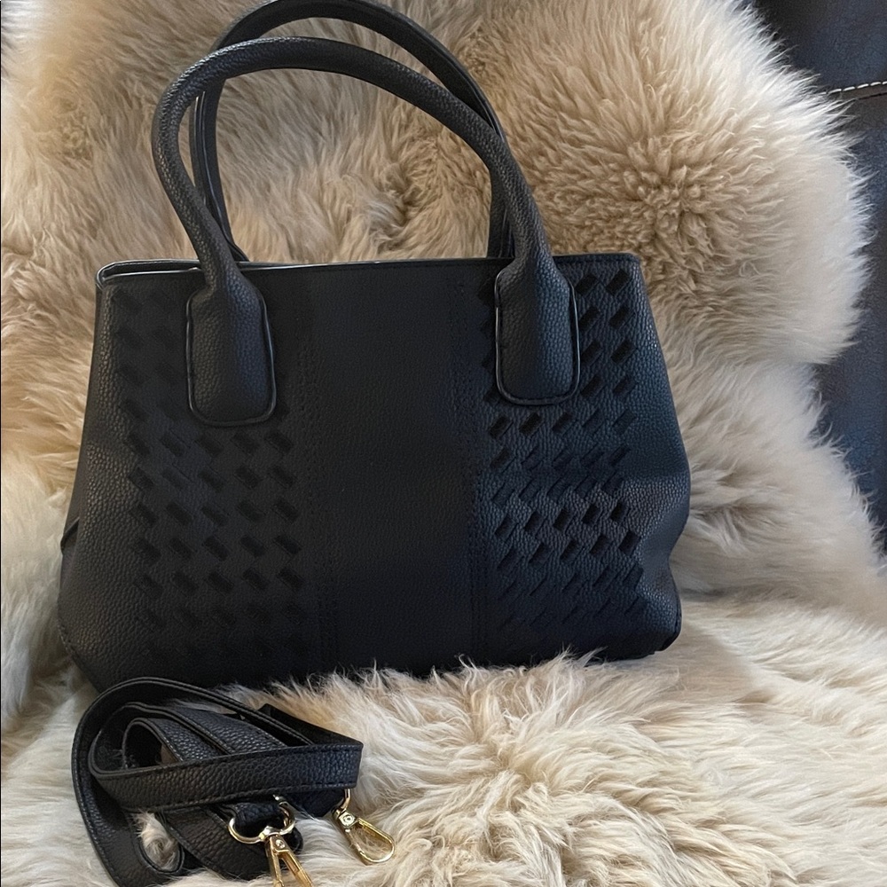 Black Textured Shoulder Bag